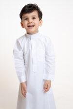 Al Shiaka Embroidered Kids thobe – White
