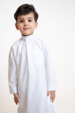 Al Shiaka Embroidered Kids thobe – White - Image 4