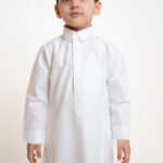Al Shiaka Premium Embroidered Thobe – Creamy for kids