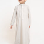 Al Shiaka Light beige embroidered Kids thobe