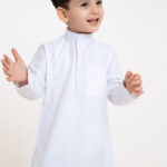 Al Shiaka kids Embroidered Thobe – White