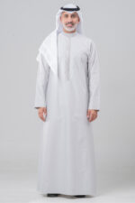 Men’s embroidered thobe - Light gray
