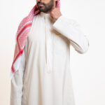 Al Shiaka Light beige embroidered men’s thobe