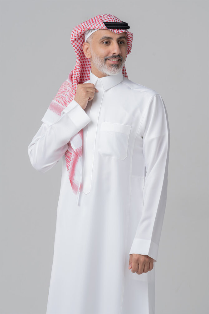 ⁦ثوب زخرفات رجالي كريمي من الشياكة – سميراميس⁩ - الصورة ⁦4⁩