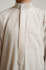 Al Shiaka Light beige embroidered youth thobe - Image 2