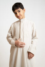 Al Shiaka Light beige embroidered youth thobe