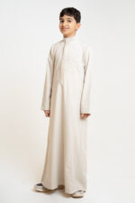 Al Shiaka Light beige embroidered youth thobe - Image 5