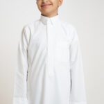 Al Shiaka Premium Embroidered Thobe – Creamy for youth