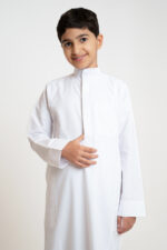 Al Shiaka youth Embroidered Thobe – White