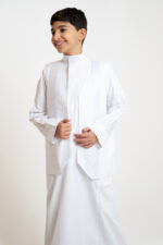 Al Shiaka youth Embroidered Thobe – White - Image 4