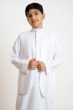Al Shiaka youth Embroidered Thobe – White - Image 5