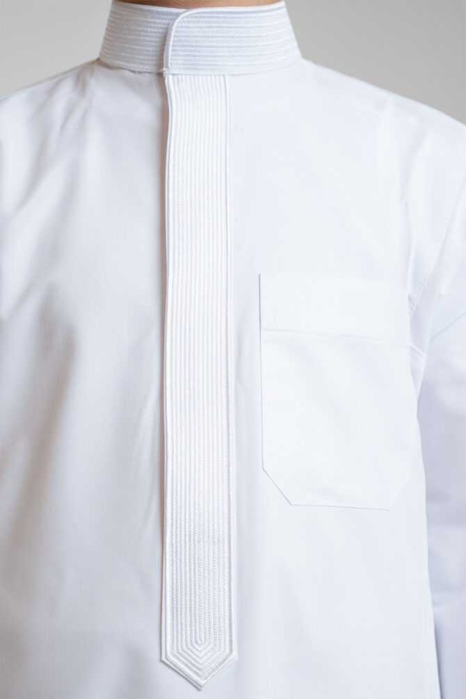 Al Shiaka youth Embroidered Thobe – White - Image 2