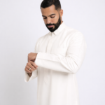 ثوب كلاسيك قلاب, سحاب مخفي, رجالي, لون كريمي