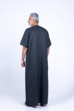 Al Shiaka Embroidered Jalabiya – Olive Short Sleeves - Image 2