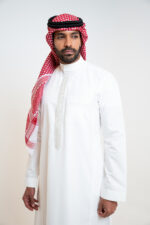 Men’s embroidered thobe - Creamy - Image 2
