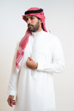 Men’s embroidered thobe - Creamy - Image 3