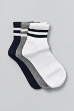 Men’s Cotton Crew Socks, Black - White - Grey - Image 2