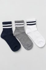 Men’s Cotton Crew Socks, Black - White - Grey