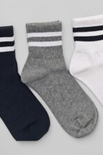 Men’s Cotton Crew Socks, Black - White - Grey - Image 4