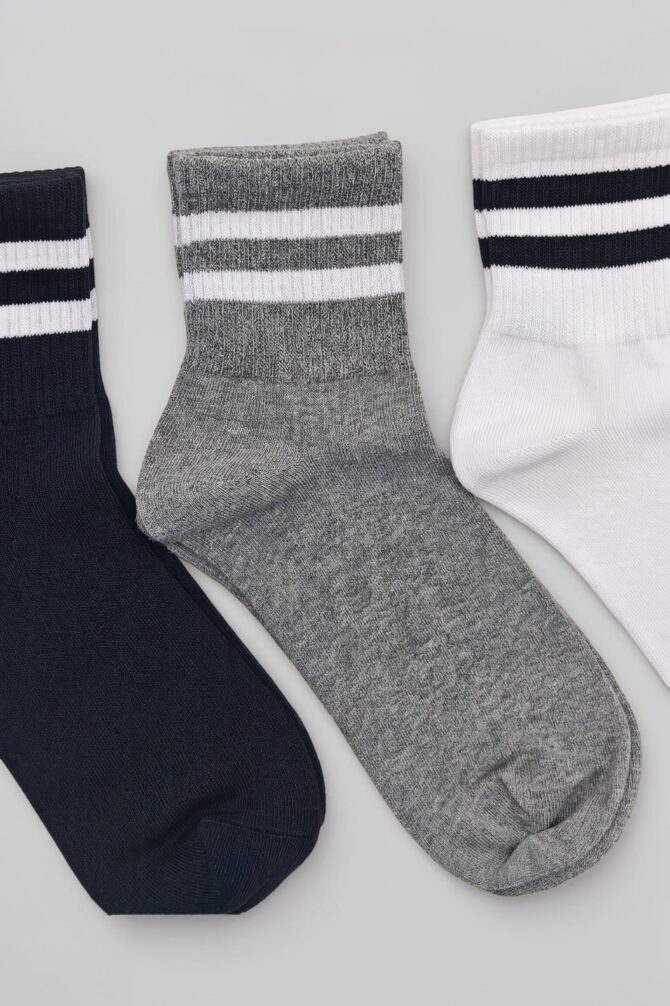 Men’s Cotton Crew Socks, Black - White - Grey - Image 4