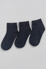 3 Pair Pack Boys Signature Ankle Socks – Black