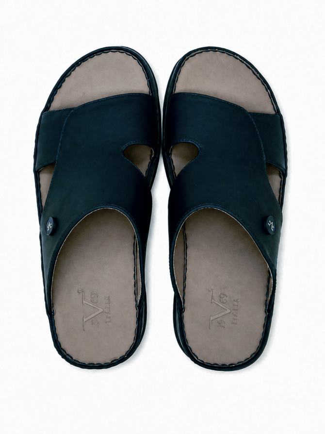 19V69 Italia Black Men's Comfortable Slide Sandals - Image 3