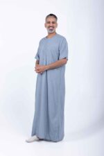 Light Blue Men's Jalabiya with Elegant Embroidered