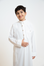 Al Shiaka Youth Trendy Thobe, Cream - Image 3